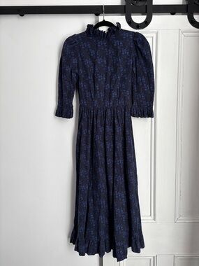 O Pioneer Clara Dress Size 6 - Blue Floral Corduroy